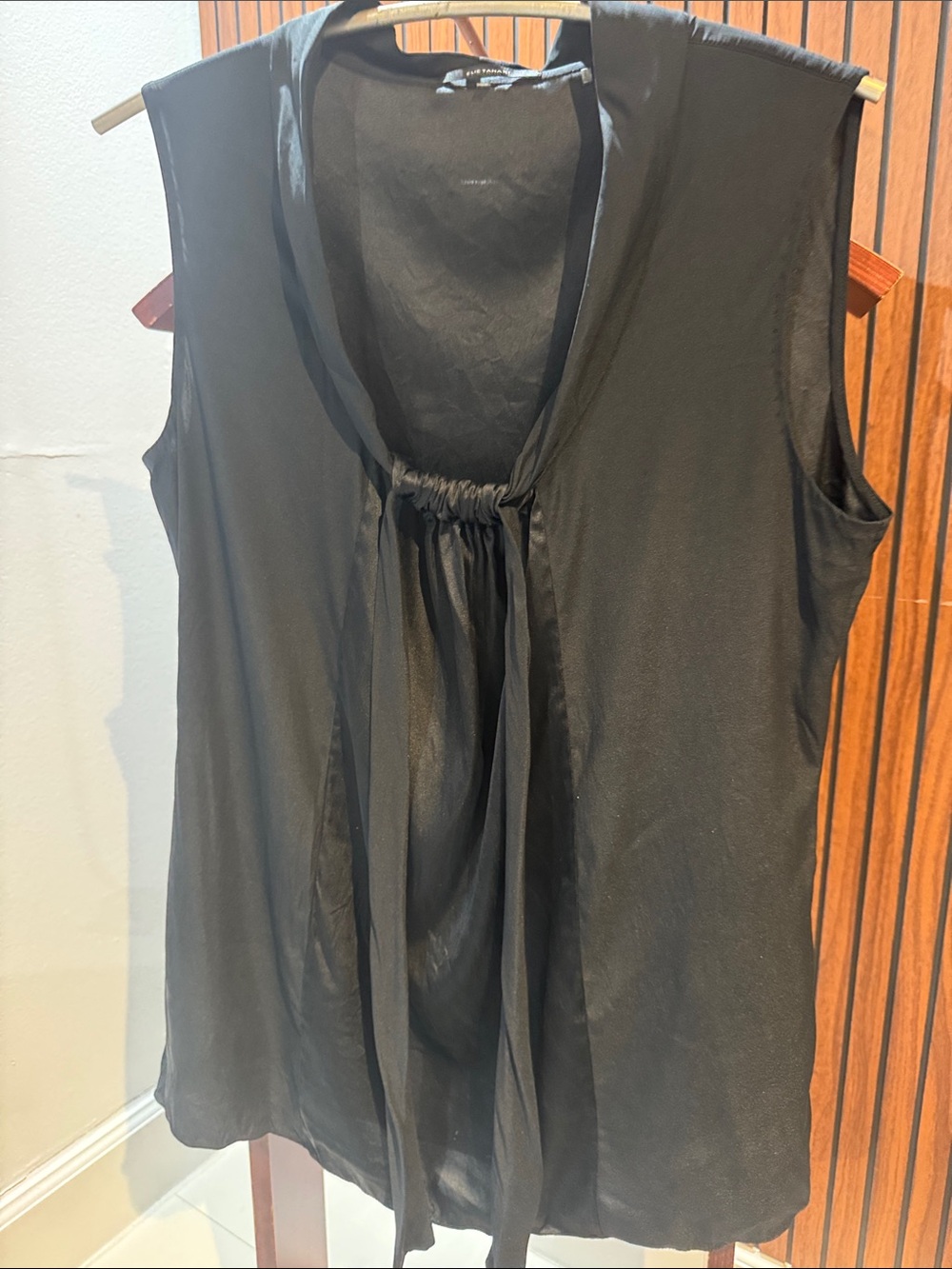 Elie Tahari Black Sleeveless Tie-Front Blouse - Picture 2 of 5